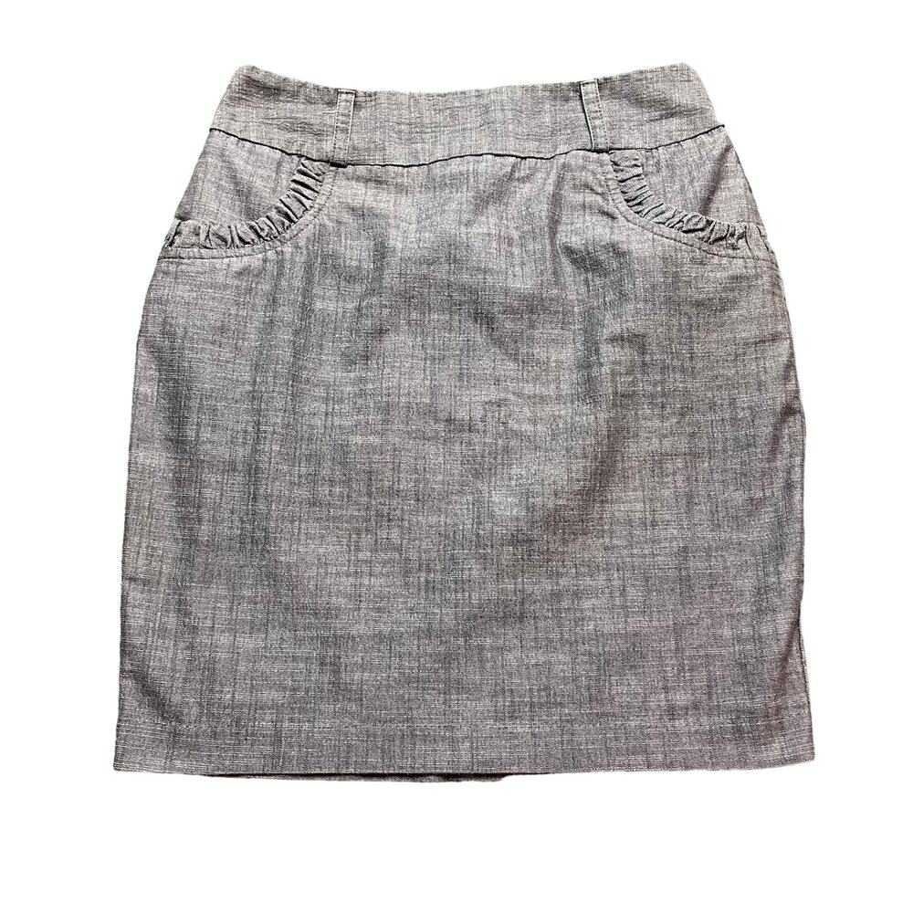 B-Works Gray Skirt Women's Size 9 Front Pockets Back Zip Back Slit Office Casual